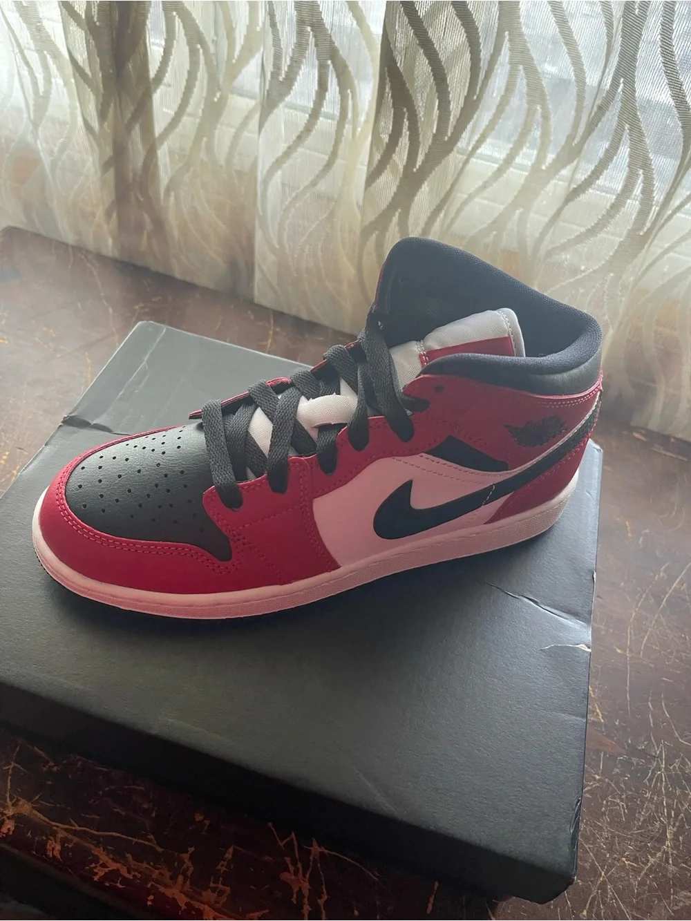 Jordan Kids Red, Black & White High-Top Sneakers